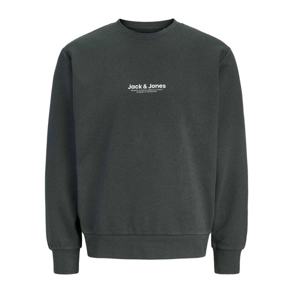 Jack And Jones Mens Graphic Print Ribbed Sweatshirt / Forest